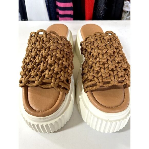 ANTHROPOLOGIE MAEVE Women's Crochet Platform Slides Brown Size 39/8 - Picture 5 of 14